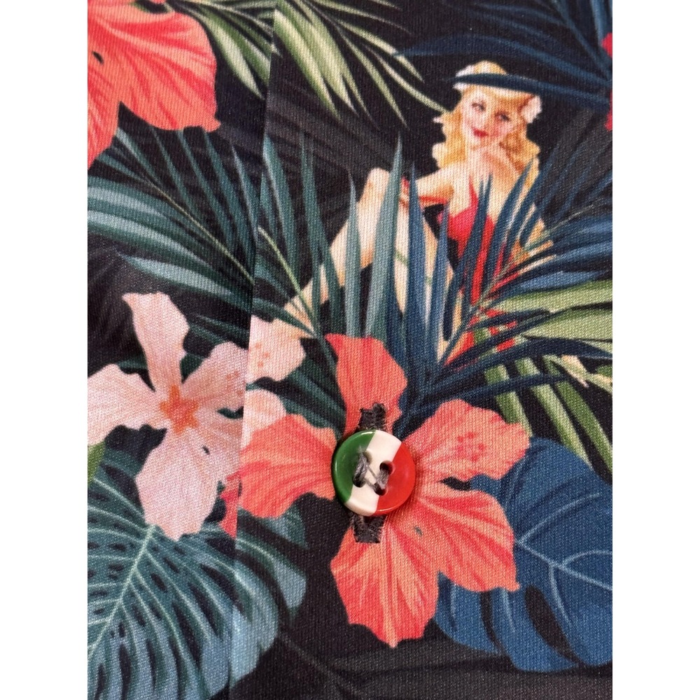 Biciclista Shirt Mens L Hawaiian Pin-Up‎ Floral Moonlight Swim Made in Italy - Picture 5 of 14